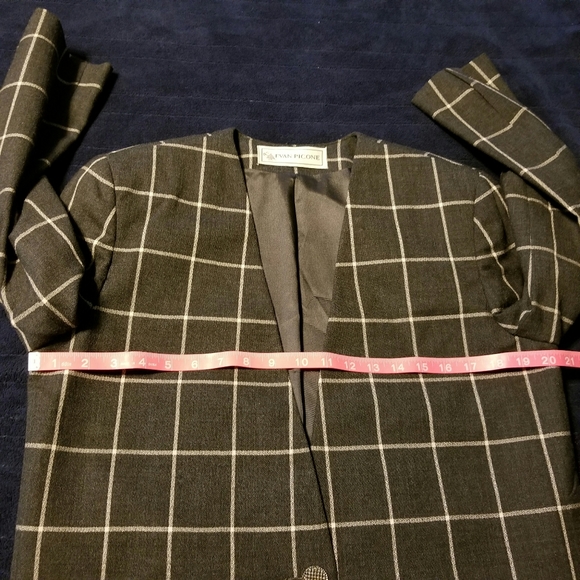 Evan Picone Window Pane Pattern Collarless Jacket A Single-Button Closure - Picture 5 of 8